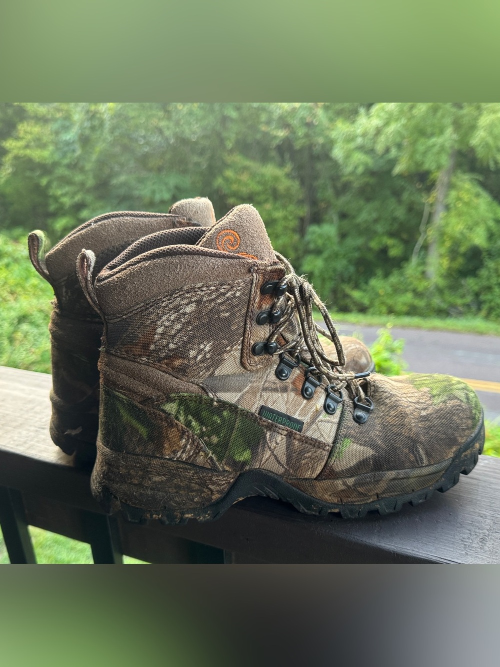 Women’s Lace-Up Camouflage Brown/Green Outdoor Boots Waterproof 8M - Picture 3 of 9